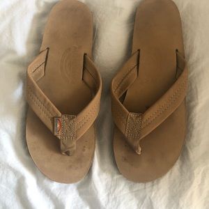 Women’s Rainbow Flip flops, light tan leather